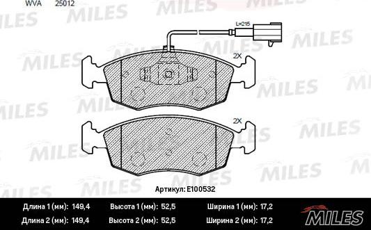 Miles E100532 - Brake Pad Set, disc brake car-mod.net