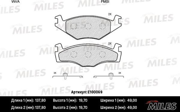 Miles E100069 - Brake Pad Set, disc brake car-mod.net