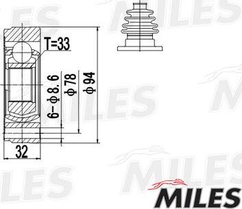 Miles GA10001 - CV Joint Kit, drive shaft car-mod.net