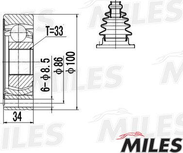 Miles GA11005 - CV Joint Kit, drive shaft car-mod.net