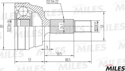 Miles GA20017 - CV Joint Kit, drive shaft car-mod.net