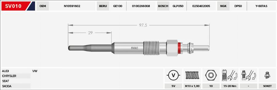 MOBILVERDE 50607189 - Glow Plug car-mod.net