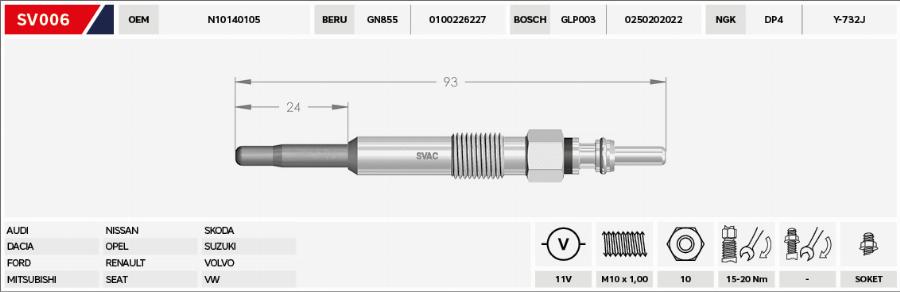 MOBILVERDE 50607185 - Glow Plug car-mod.net
