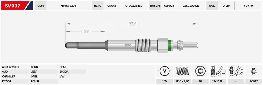 MOBILVERDE 50607186 - Glow Plug car-mod.net
