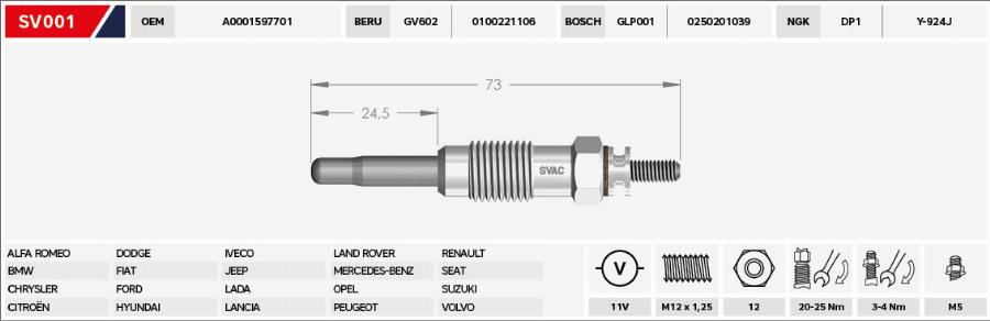 MOBILVERDE 50607180 - Glow Plug car-mod.net