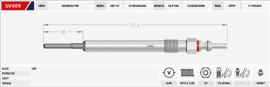 MOBILVERDE 50607188 - Glow Plug car-mod.net