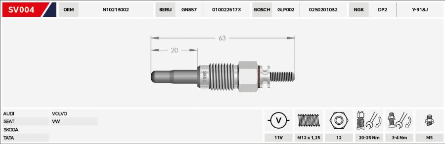 MOBILVERDE 50607183 - Glow Plug car-mod.net