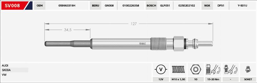 MOBILVERDE 50607187 - Glow Plug car-mod.net