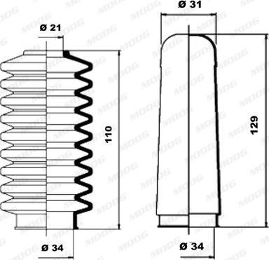 Moog K150007 - Bellow Set, steering car-mod.net