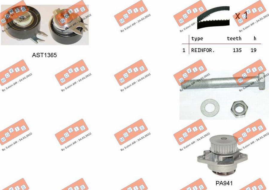 MOVIS ASTK0815PA2 - Water Pump & Timing Belt Set car-mod.net