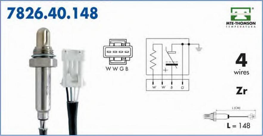 MTE-Thomson 7826.40.148 - Oxygen, Lambda Sensor car-mod.net