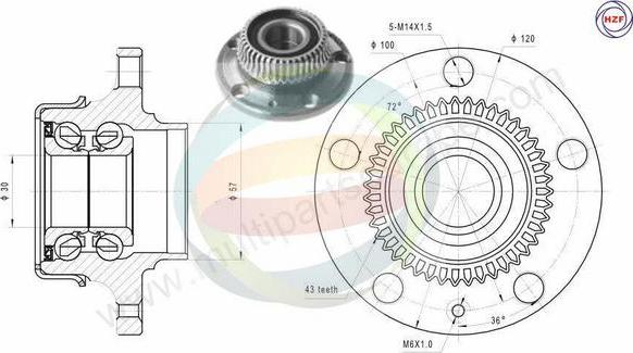 Multiparts 70-210044 - Bearing Kit, wheel hub car-mod.net