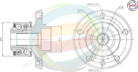 Multiparts 70-210086 - Bearing Kit, wheel hub car-mod.net