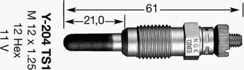 NGK Y-204TS1 - Glow Plug car-mod.net