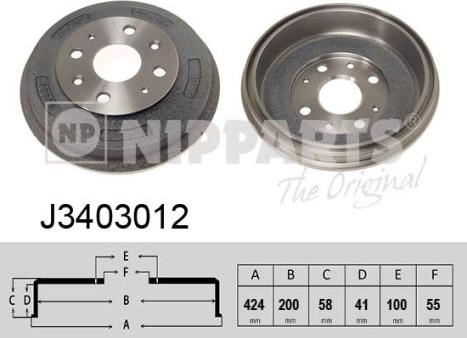 Nipparts J3403012 - Brake Drum car-mod.net