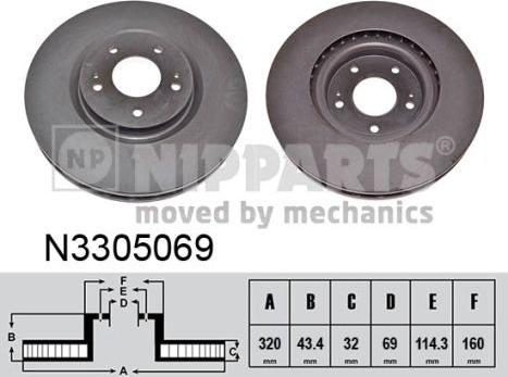 Nipparts N3305069 - Brake Disc car-mod.net