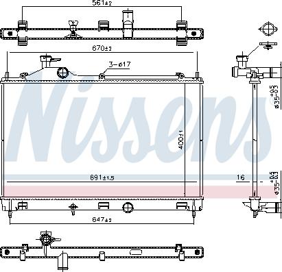 Nissens 607027 - Radiator, engine cooling car-mod.net