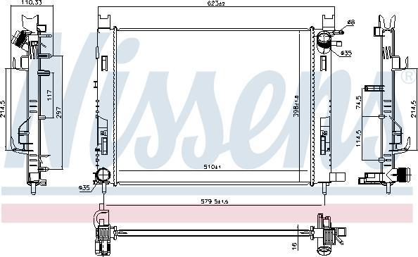 Nissens 637627 - Radiator, engine cooling car-mod.net