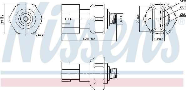 NISSENS 301090 - Pressure Switch, air conditioning car-mod.net
