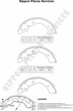 NPS H350A04 - Drum Brake Shoe Set car-mod.net