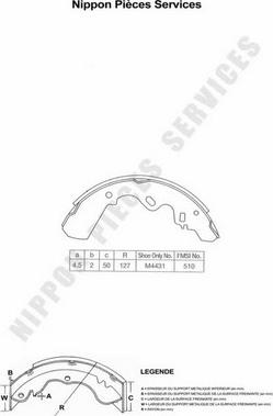 NPS I350U01 - Drum Brake Shoe Set car-mod.net