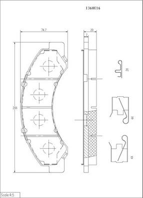 NPS I360U16 - Brake Pad Set, disc brake car-mod.net