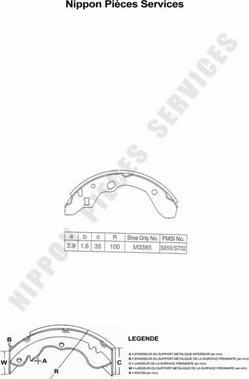 NPS M350A36 - Drum Brake Shoe Set car-mod.net