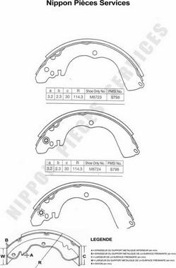 NPS M350I22 - Drum Brake Shoe Set car-mod.net