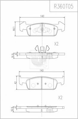 NPS R360T05 - Brake Pad Set, disc brake car-mod.net