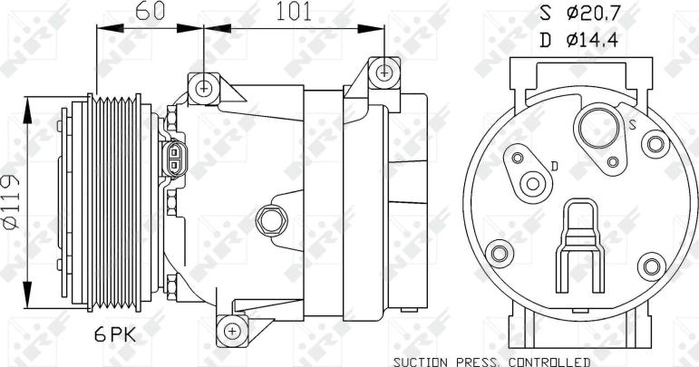 NRF 32102 - Compressor, air conditioning car-mod.net