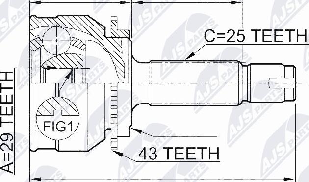 NTY NPZ-MS-021 - CV Joint Kit, drive shaft car-mod.net