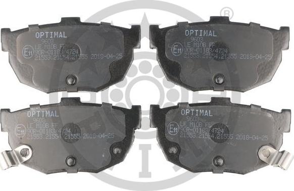 Optimal BP-09603 - Brake Pad Set, disc brake car-mod.net