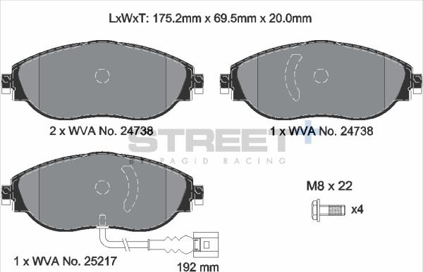 PAGID Racing T8092SP2001 - Brake Pad Set, disc brake car-mod.net