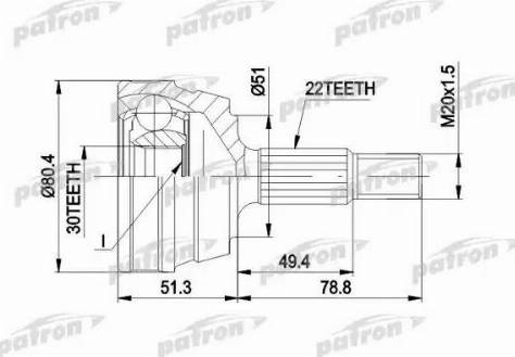 Patron PCV1096 - CV Joint Kit, drive shaft car-mod.net