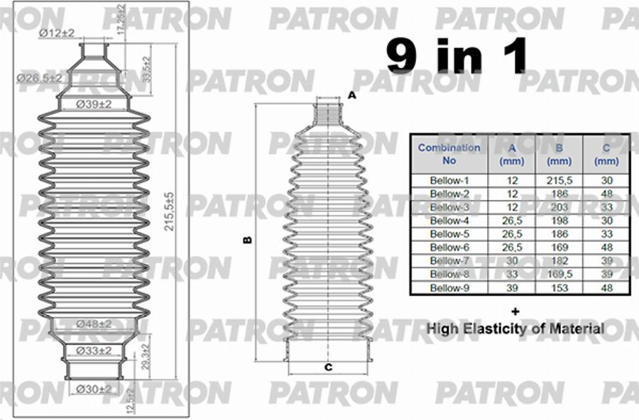 Patron PSE6423 - Bellow, steering car-mod.net