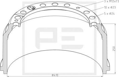 PE Automotive 016.400-00A - Brake Drum car-mod.net