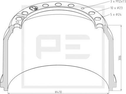 PE Automotive 016.403-00A - Brake Drum car-mod.net