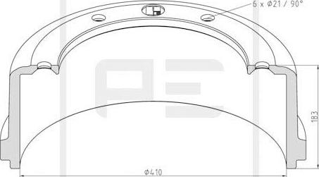 PE Automotive 016.487-00A - Brake Drum car-mod.net