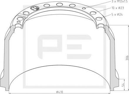 PE Automotive 016.525-00A - Brake Drum car-mod.net