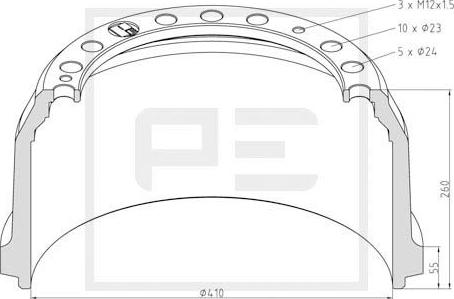 PE Automotive 016.526-00A - Brake Drum car-mod.net