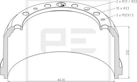 PE Automotive 036.414-00A - Brake Drum car-mod.net