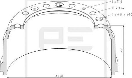 PE Automotive 106.016-00A - Brake Drum car-mod.net