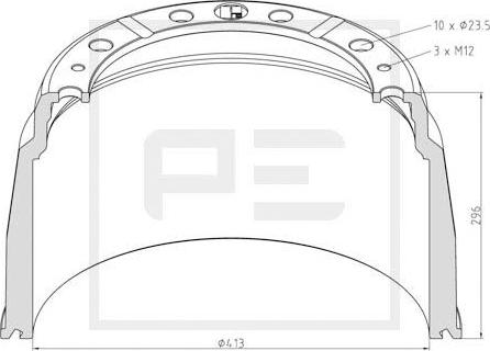 PE Automotive 126.007-00A - Brake Drum car-mod.net