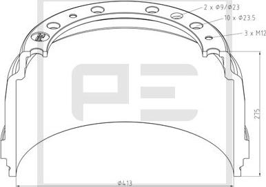 PE Automotive 126.074-00A - Brake Drum car-mod.net