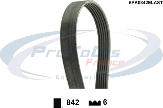 Procodis France 6PK0842ELAST - V-Ribbed Belt car-mod.net