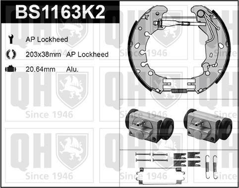 Quinton Hazell BS1163K2 - Drum Brake Shoe Set car-mod.net