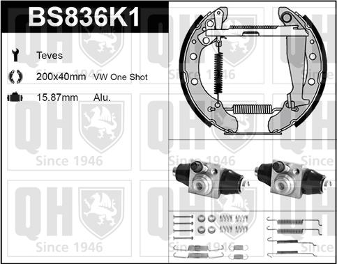 Quinton Hazell BS836K1 - Drum Brake Shoe Set car-mod.net