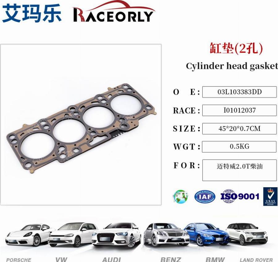 RACEORLY I01012037 - Gasket, cylinder head car-mod.net