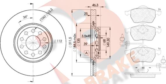 R Brake 3R13624065 - Brake Set, disc brakes car-mod.net