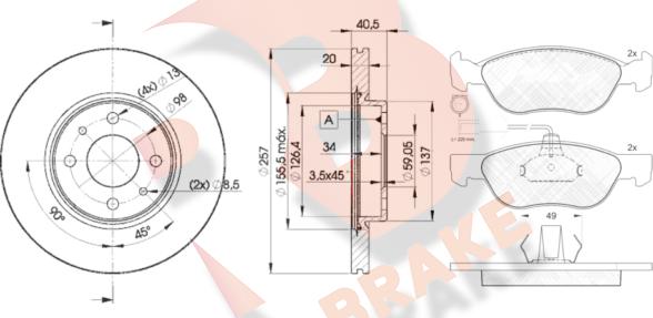 R Brake 3R12435056 - Brake Set, disc brakes car-mod.net